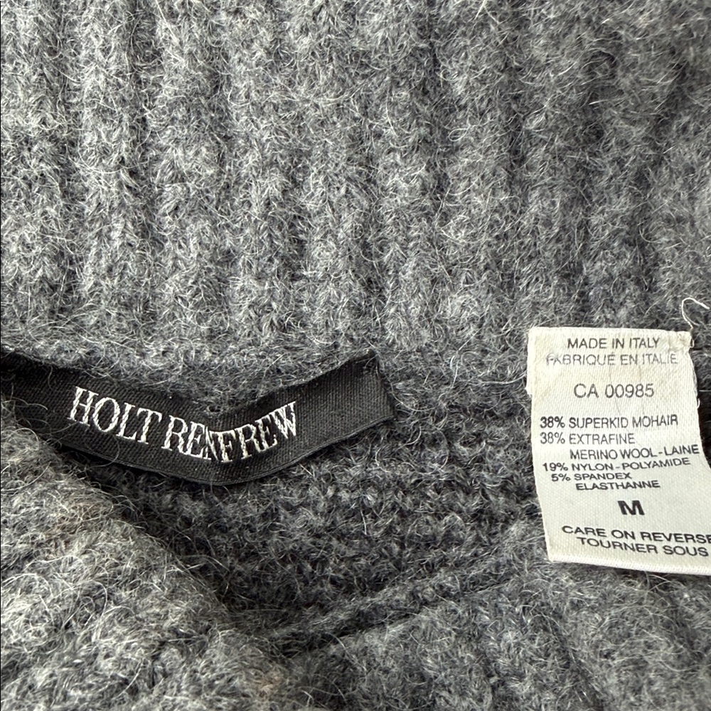 Holt Renfrew Ombré Turtleneck Sweater | Wool Blend | Grey to Charcoal - Picture 3 of 7